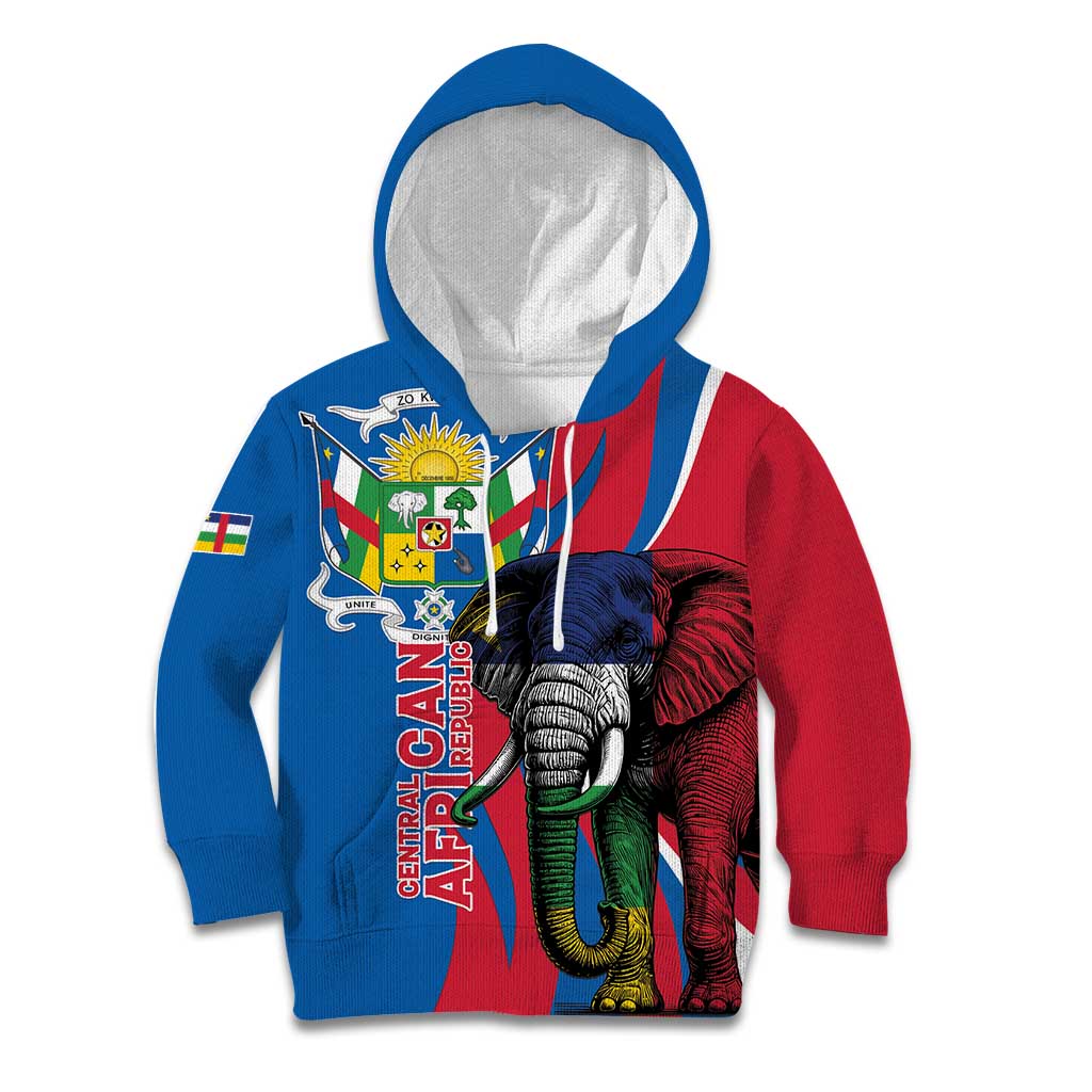 Personalised Central African Republic Kid Hoodie Elephant Coat Of Arms