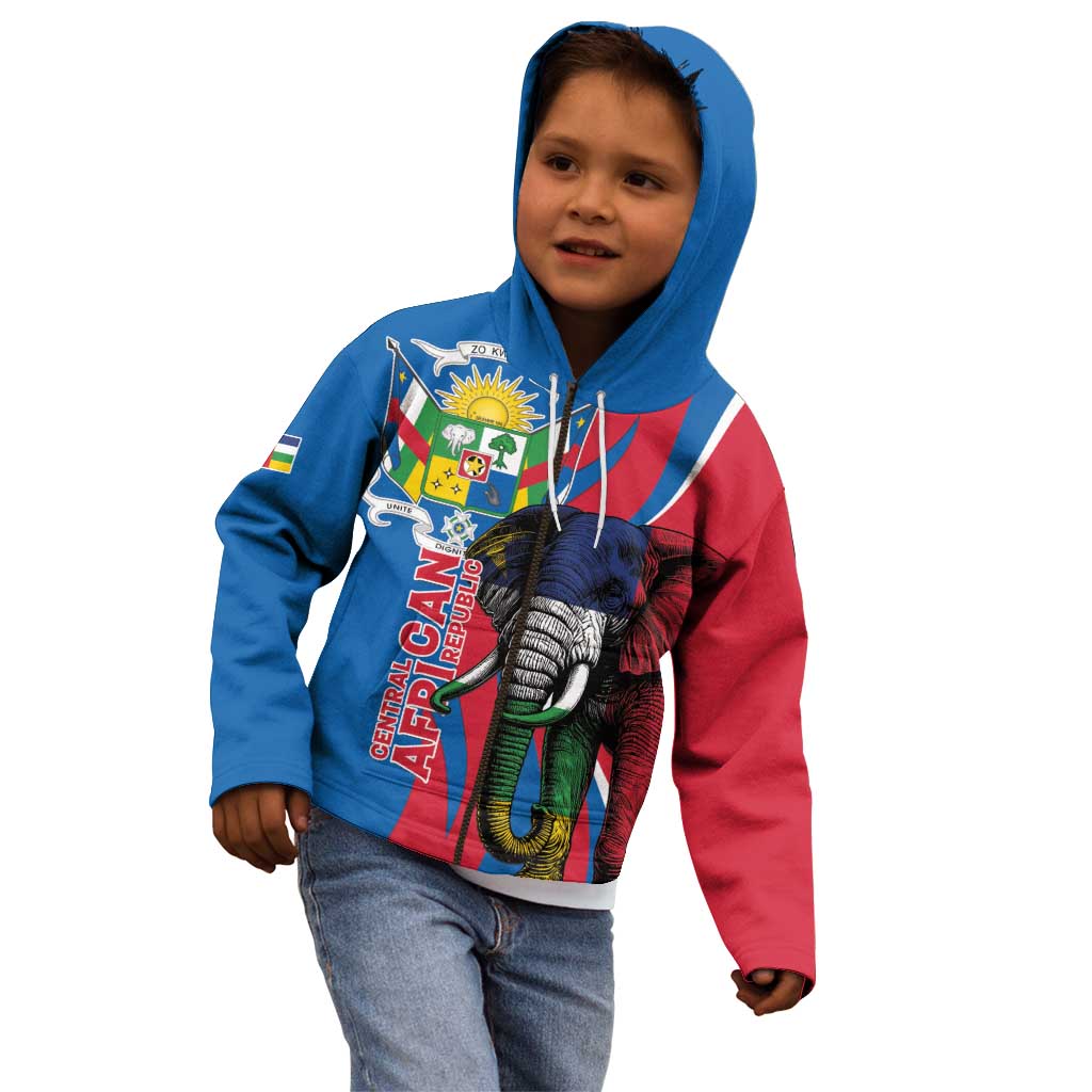 Personalised Central African Republic Kid Hoodie Elephant Coat Of Arms