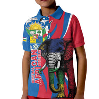 Personalised Central African Republic Kid Polo Shirt Elephant Coat Of Arms