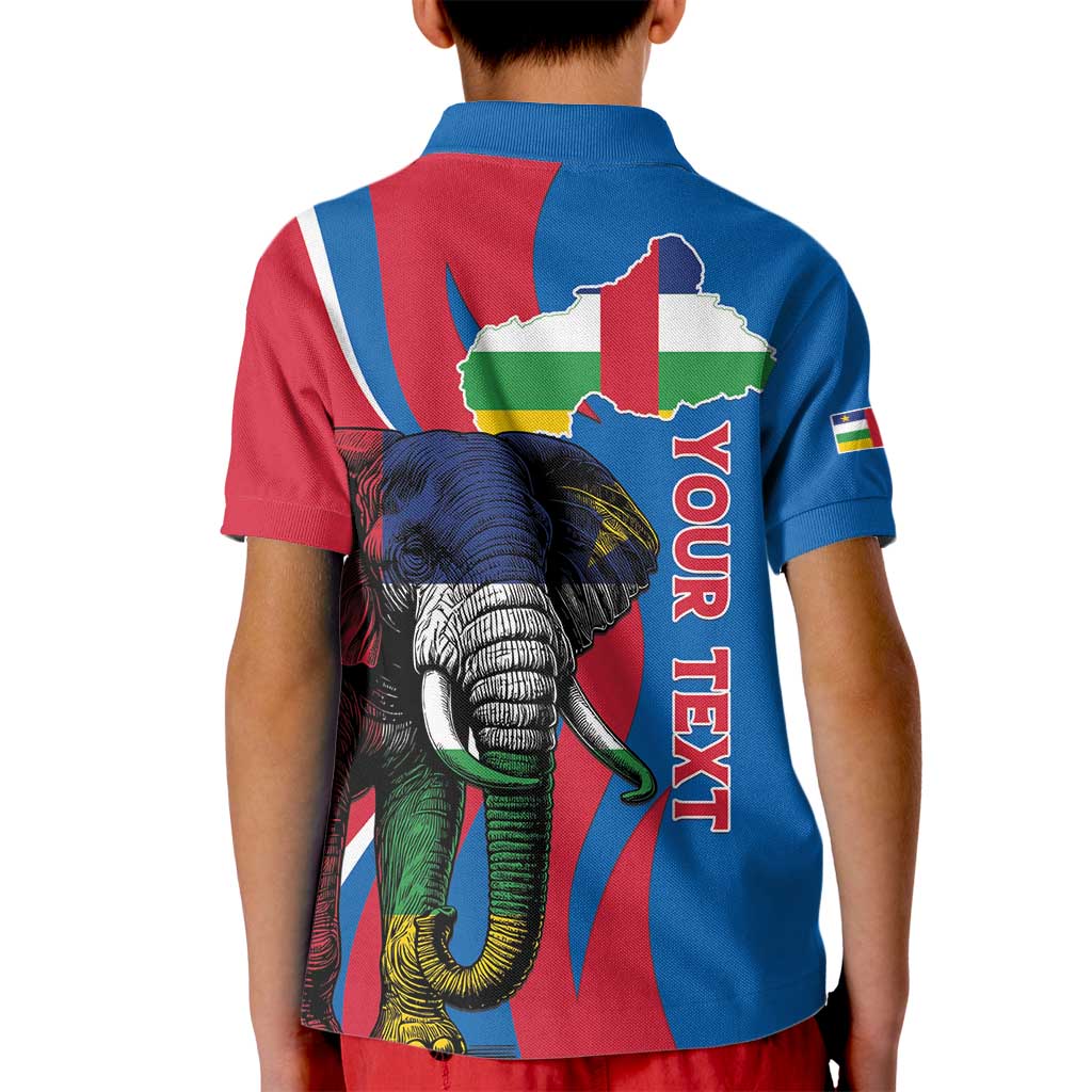 Personalised Central African Republic Kid Polo Shirt Elephant Coat Of Arms