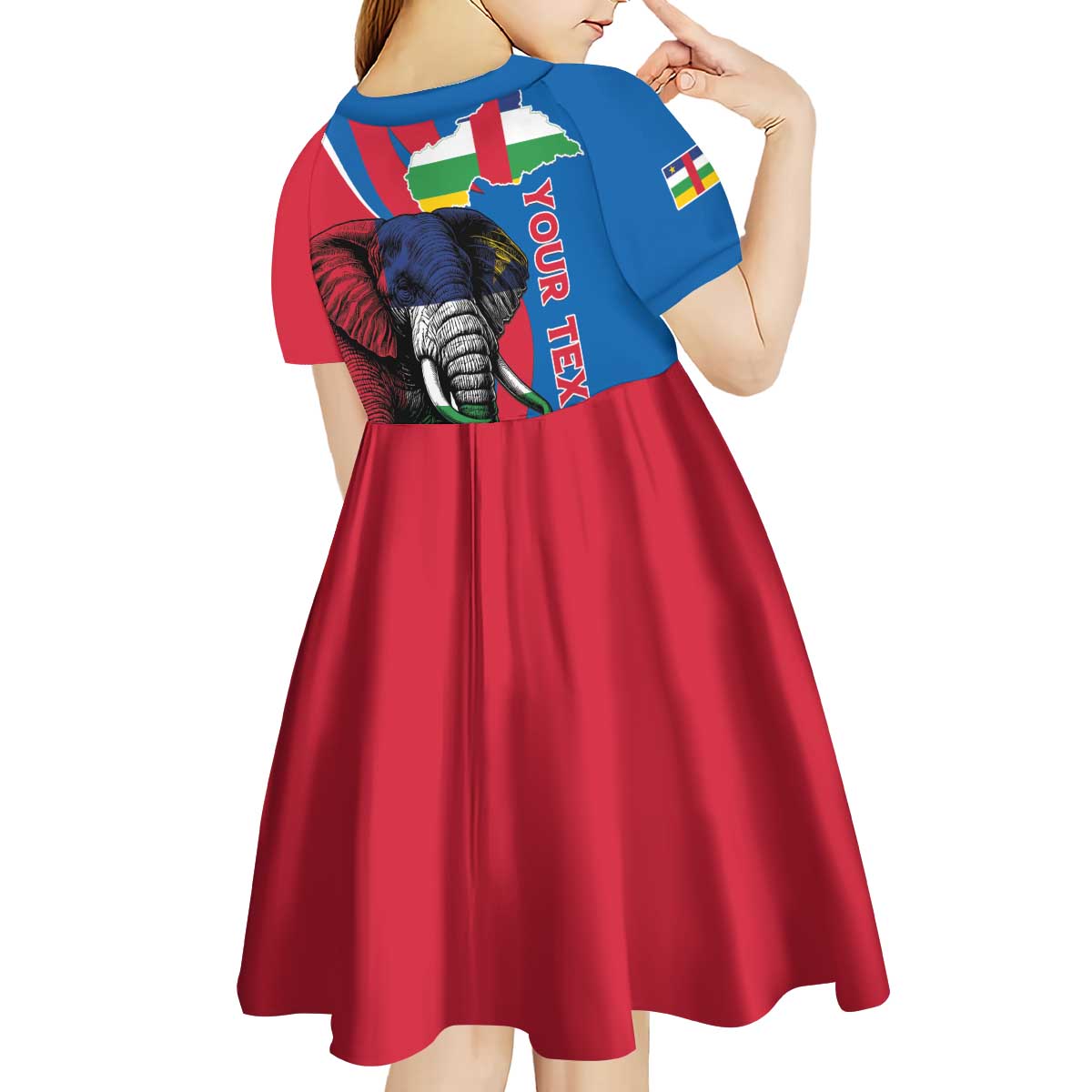 Personalised Central African Republic Kid Short Sleeve Dress Elephant Coat Of Arms