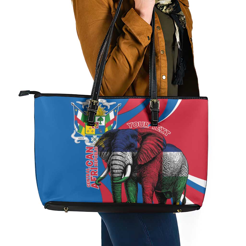 Personalised Central African Republic Leather Tote Bag Elephant Coat Of Arms