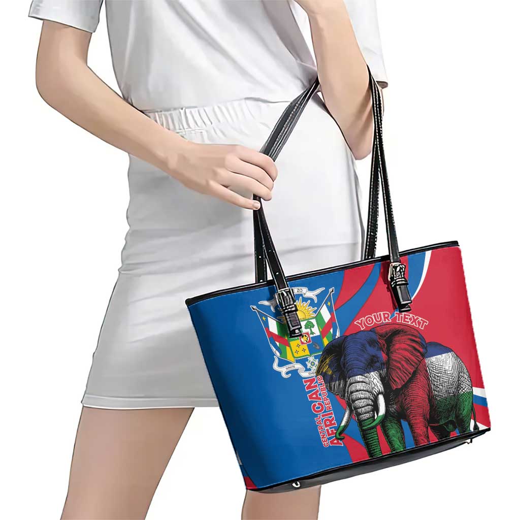 Personalised Central African Republic Leather Tote Bag Elephant Coat Of Arms
