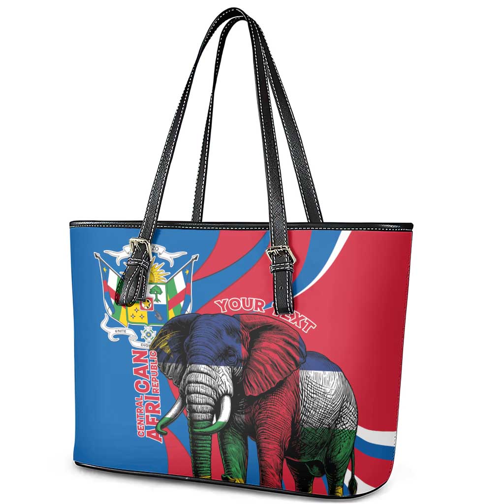 Personalised Central African Republic Leather Tote Bag Elephant Coat Of Arms