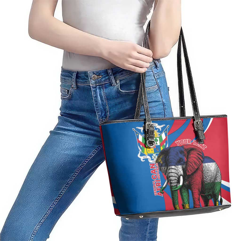 Personalised Central African Republic Leather Tote Bag Elephant Coat Of Arms