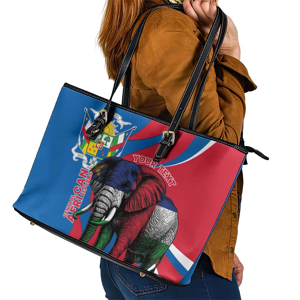 Personalised Central African Republic Leather Tote Bag Elephant Coat Of Arms