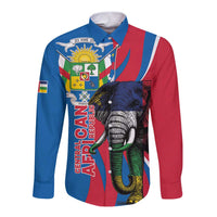 Personalised Central African Republic Long Sleeve Button Shirt Elephant Coat Of Arms