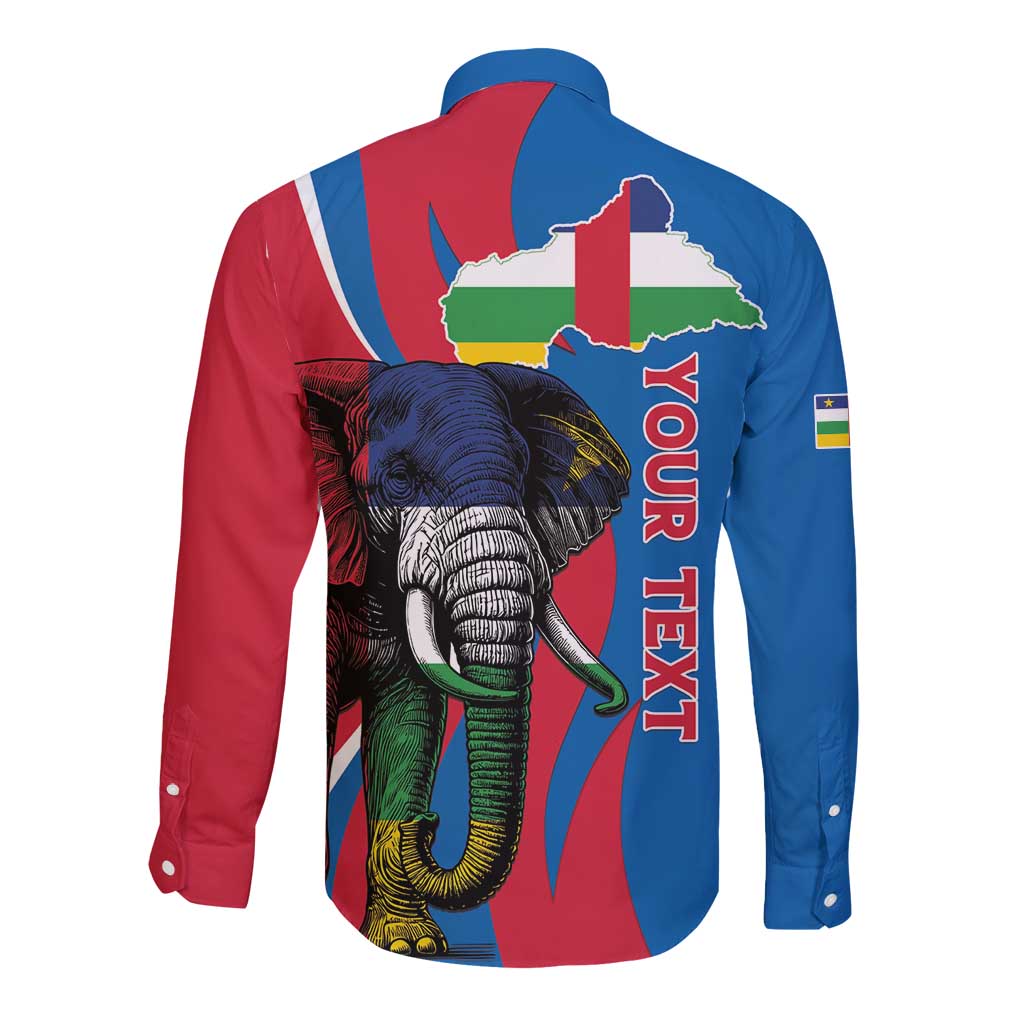 Personalised Central African Republic Long Sleeve Button Shirt Elephant Coat Of Arms