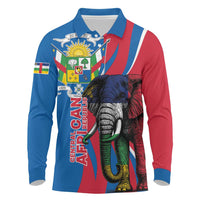 Personalised Central African Republic Long Sleeve Polo Shirt Elephant Coat Of Arms