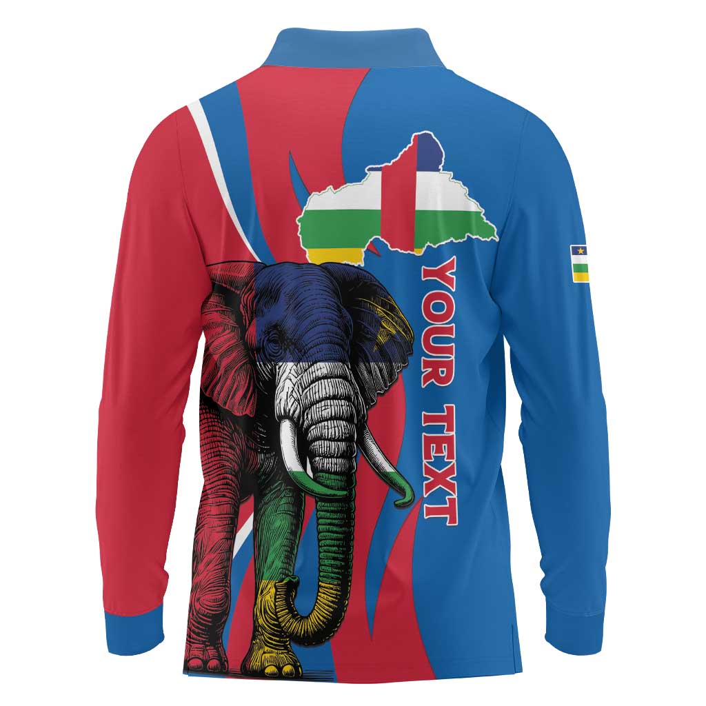 Personalised Central African Republic Long Sleeve Polo Shirt Elephant Coat Of Arms