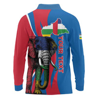 Personalised Central African Republic Long Sleeve Polo Shirt Elephant Coat Of Arms