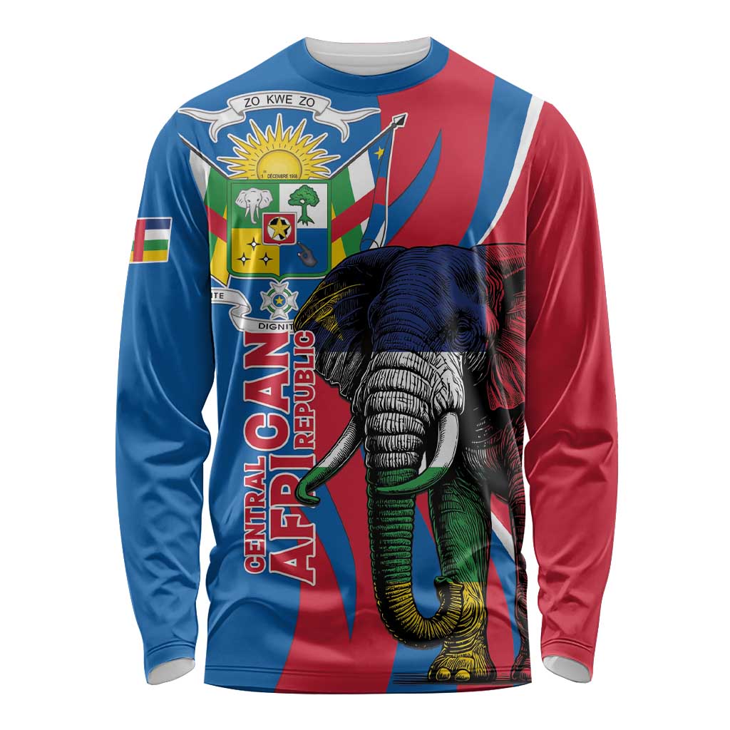 Personalised Central African Republic Long Sleeve Shirt Elephant Coat Of Arms