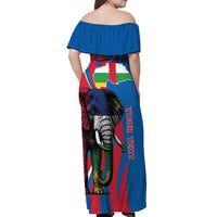 Personalised Central African Republic Off Shoulder Maxi Dress Elephant Coat Of Arms