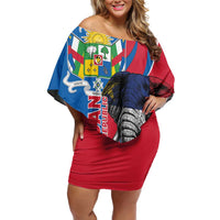 Personalised Central African Republic Off Shoulder Short Dress Elephant Coat Of Arms