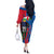 Personalised Central African Republic Off The Shoulder Long Sleeve Dress Elephant Coat Of Arms