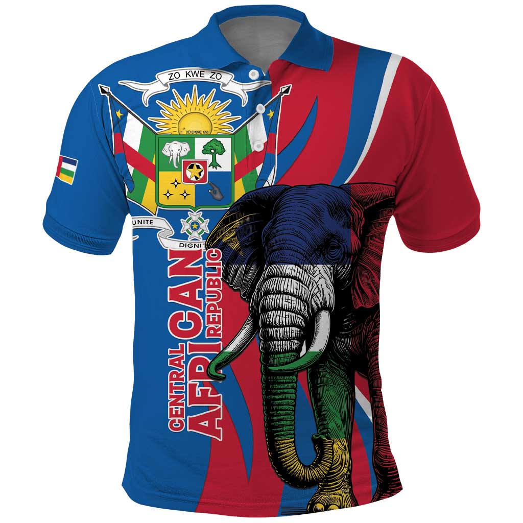 Personalised Central African Republic Polo Shirt Elephant Coat Of Arms