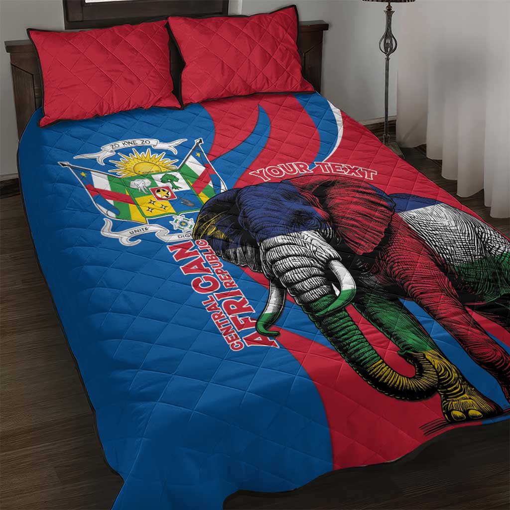 Personalised Central African Republic Quilt Bed Set Elephant Coat Of Arms