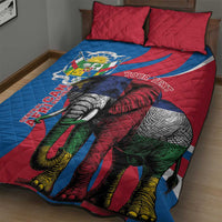 Personalised Central African Republic Quilt Bed Set Elephant Coat Of Arms
