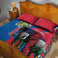 Personalised Central African Republic Quilt Bed Set Elephant Coat Of Arms
