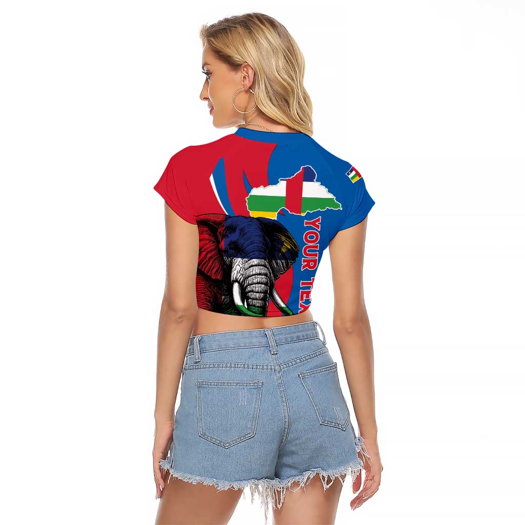 Personalised Central African Republic Raglan Cropped T Shirt Elephant Coat Of Arms