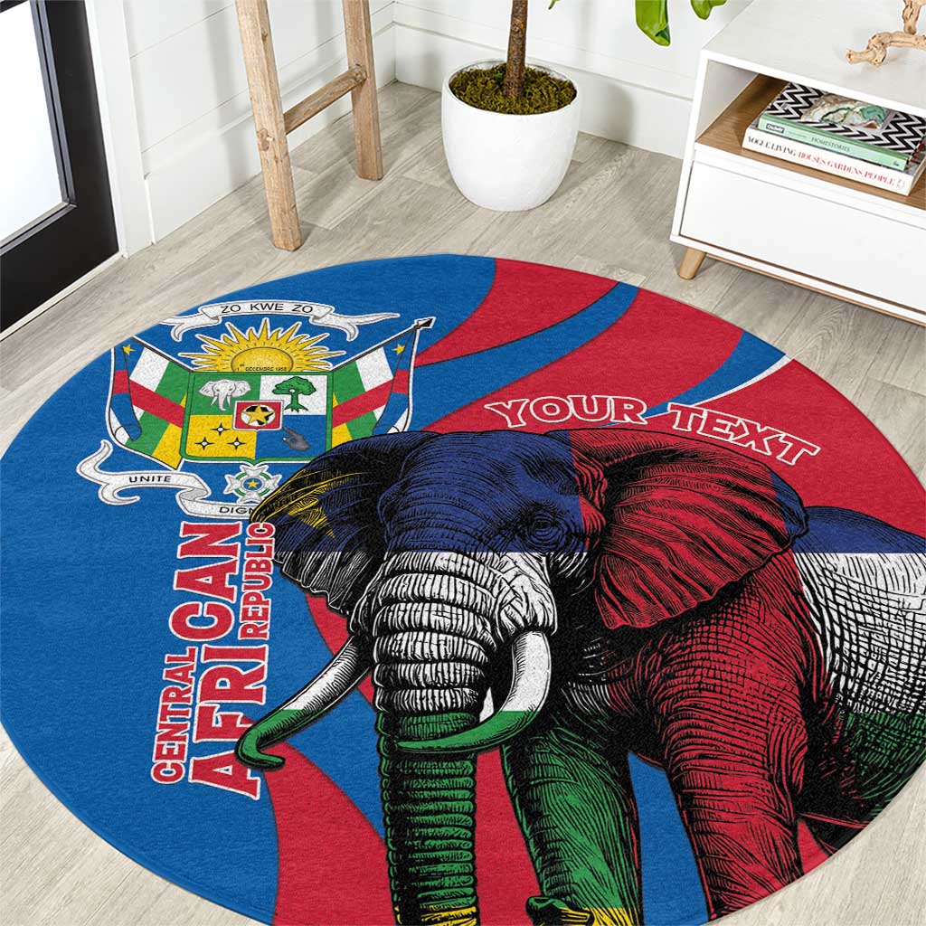 Personalised Central African Republic Round Carpet Elephant Coat Of Arms