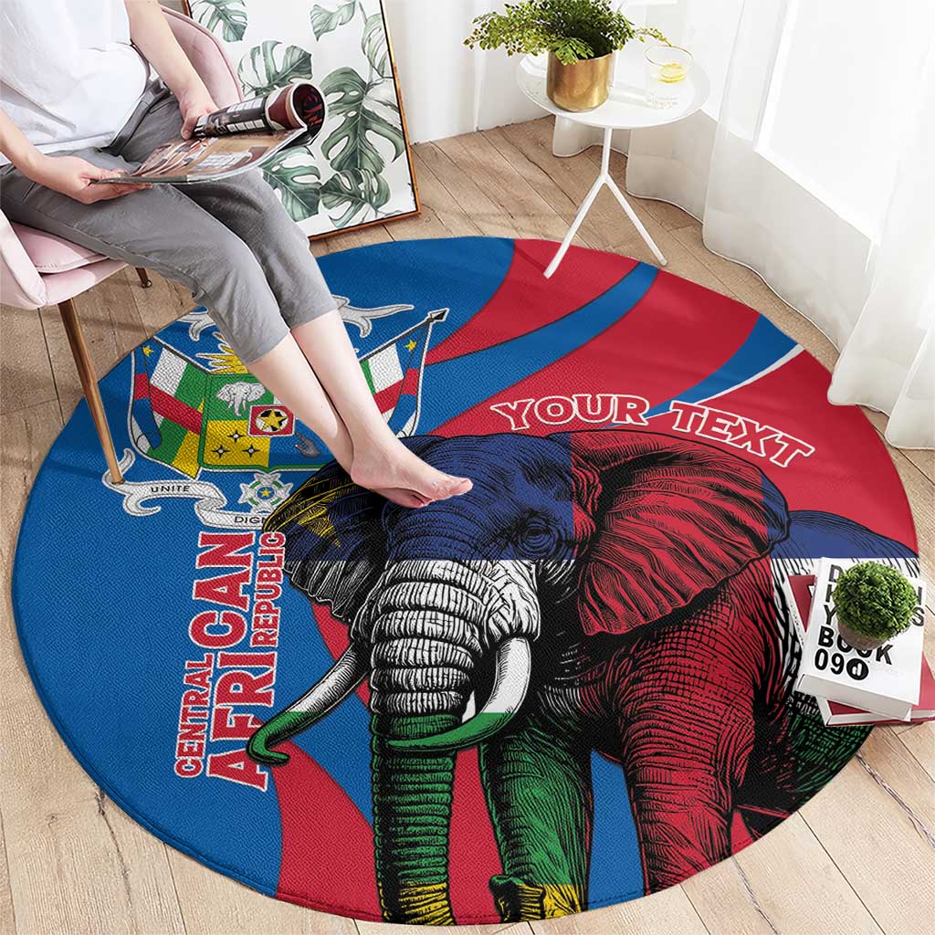 Personalised Central African Republic Round Carpet Elephant Coat Of Arms
