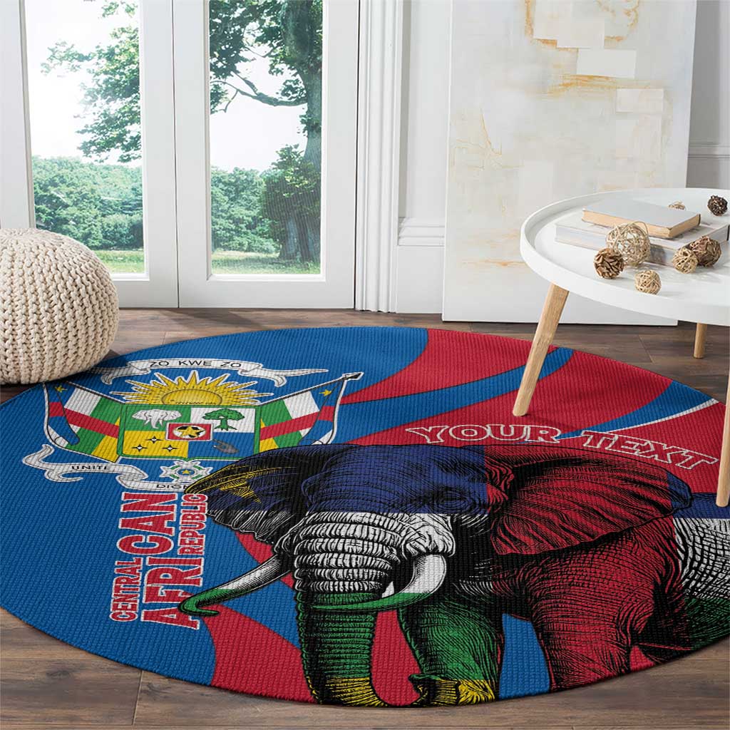 Personalised Central African Republic Round Carpet Elephant Coat Of Arms