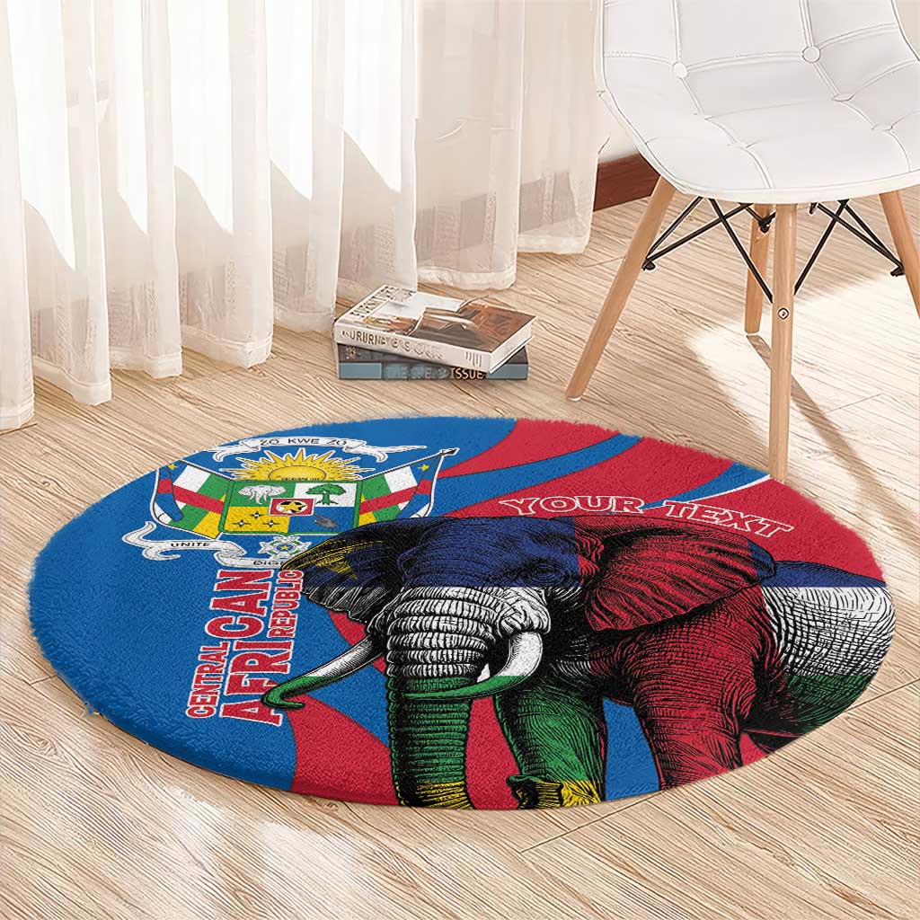 Personalised Central African Republic Round Carpet Elephant Coat Of Arms