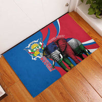 Personalised Central African Republic Rubber Doormat Elephant Coat Of Arms