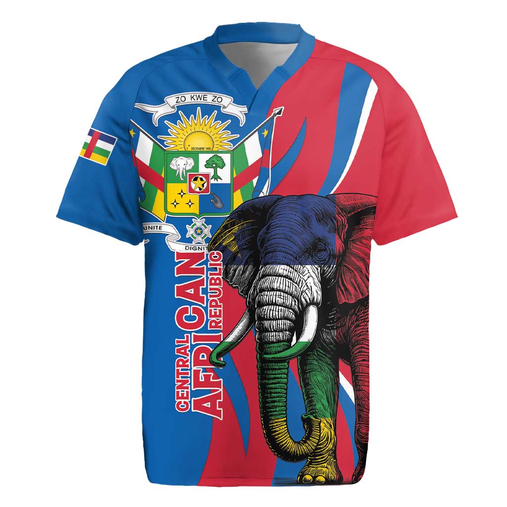 Personalised Central African Republic Rugby Jersey Elephant Coat Of Arms
