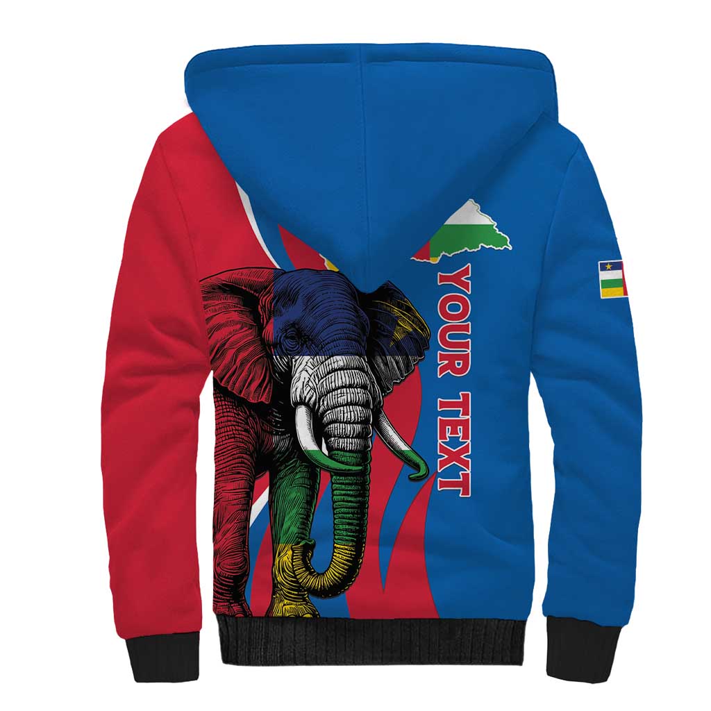 Personalised Central African Republic Sherpa Hoodie Elephant Coat Of Arms