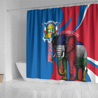 Personalised Central African Republic Shower Curtain Elephant Coat Of Arms