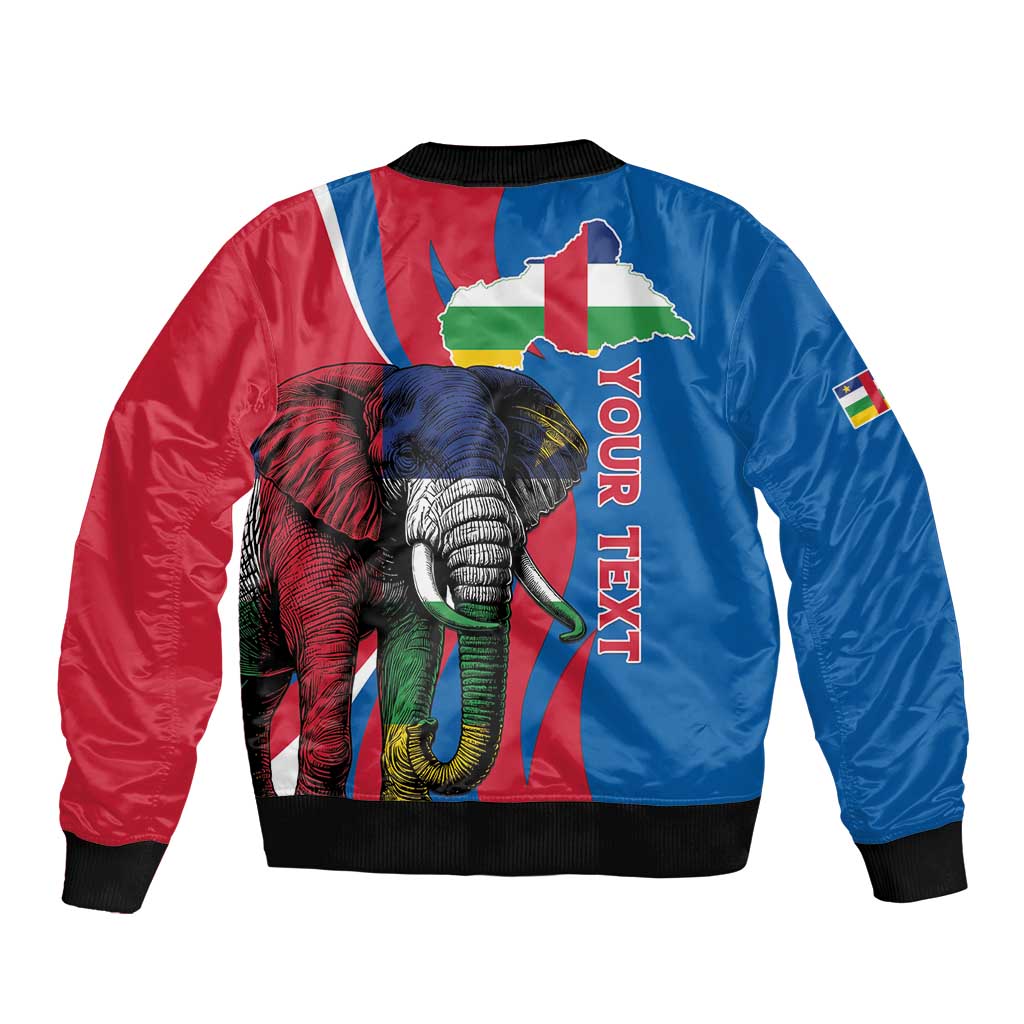 Personalised Central African Republic Sleeve Zip Bomber Jacket Elephant Coat Of Arms