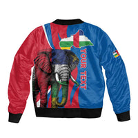 Personalised Central African Republic Sleeve Zip Bomber Jacket Elephant Coat Of Arms