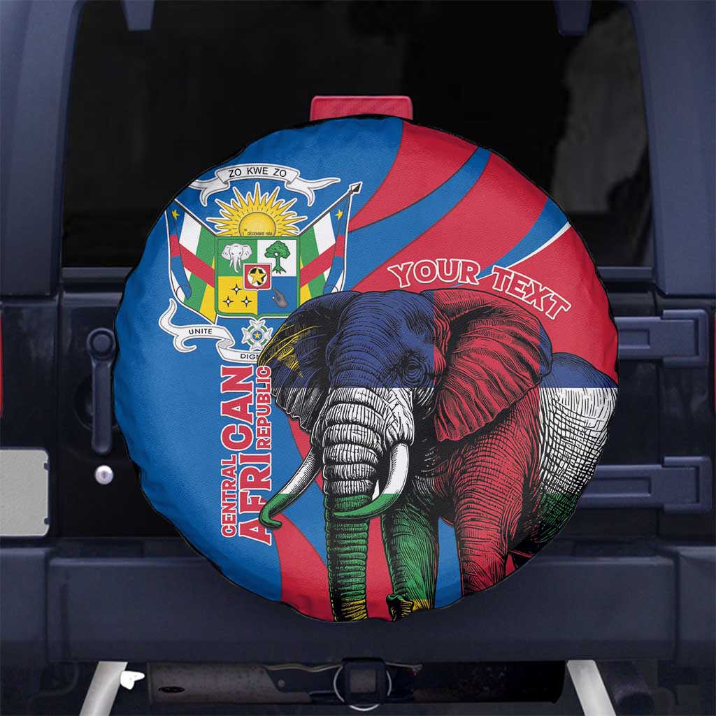 Personalised Central African Republic Spare Tire Cover Elephant Coat Of Arms