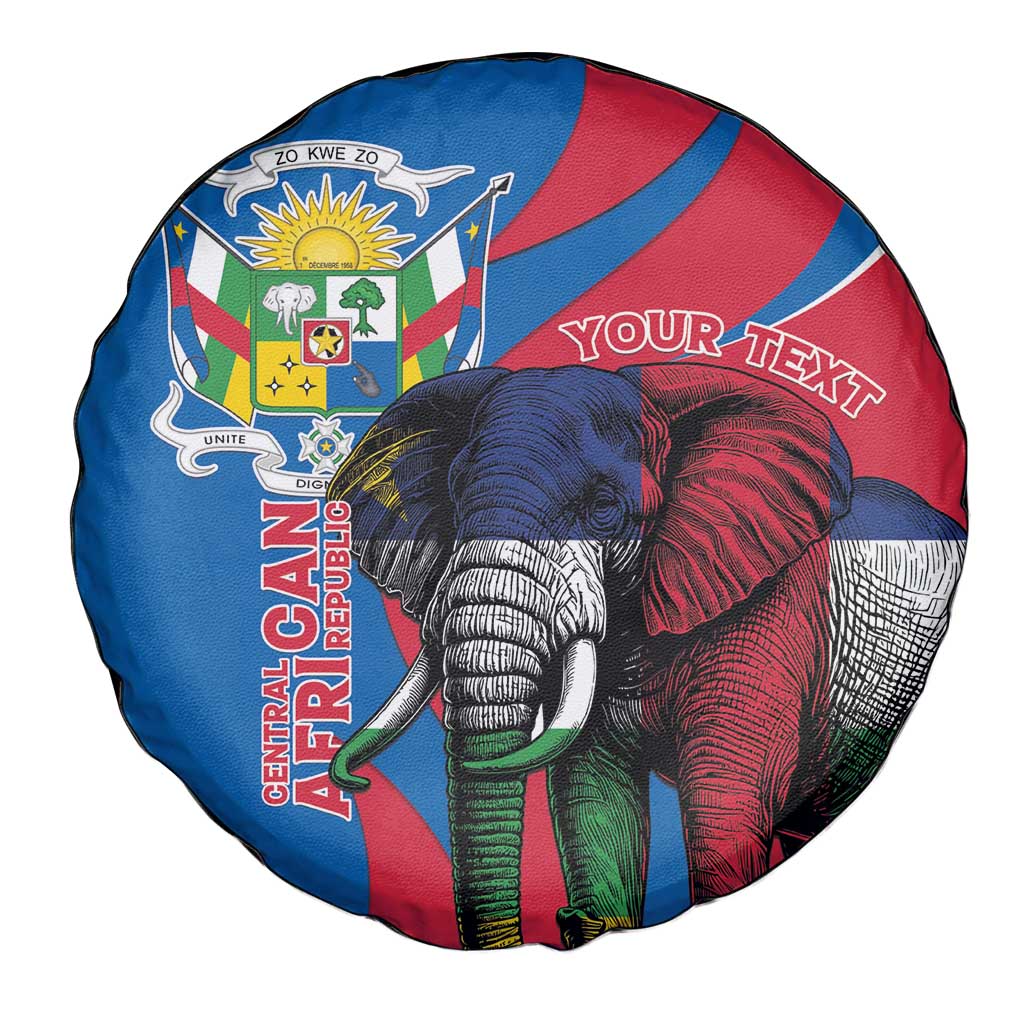 Personalised Central African Republic Spare Tire Cover Elephant Coat Of Arms