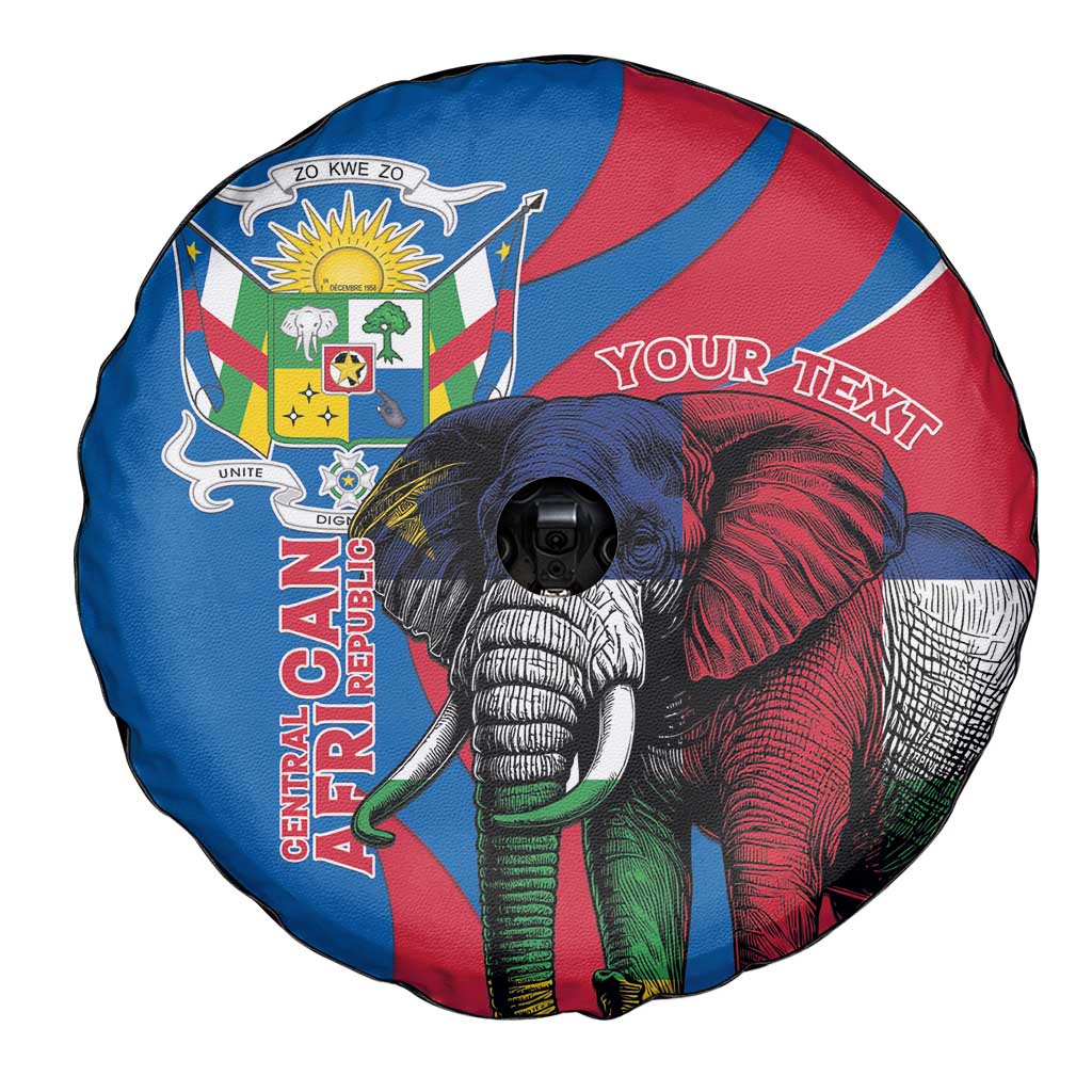 Personalised Central African Republic Spare Tire Cover Elephant Coat Of Arms
