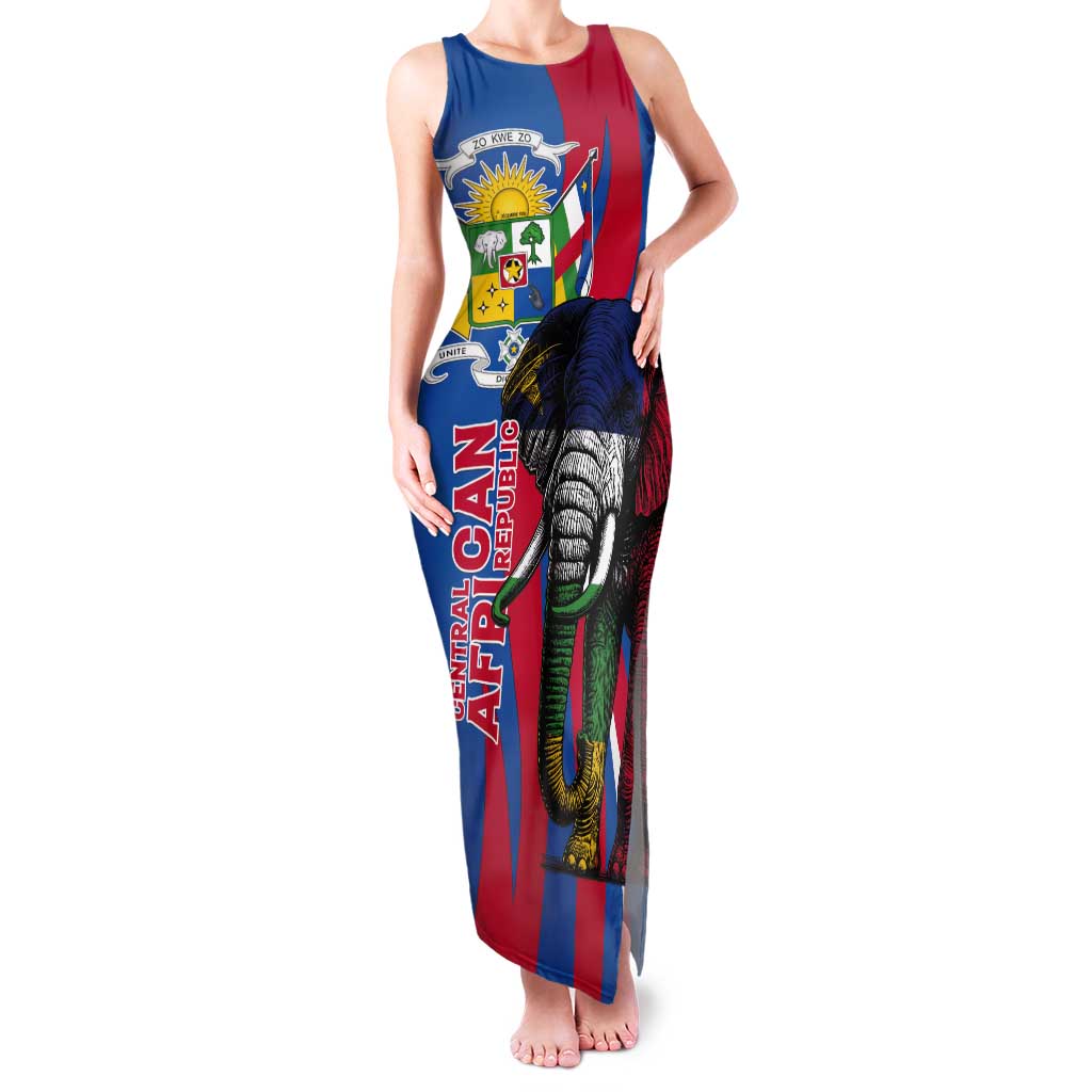 Personalised Central African Republic Tank Maxi Dress Elephant Coat Of Arms