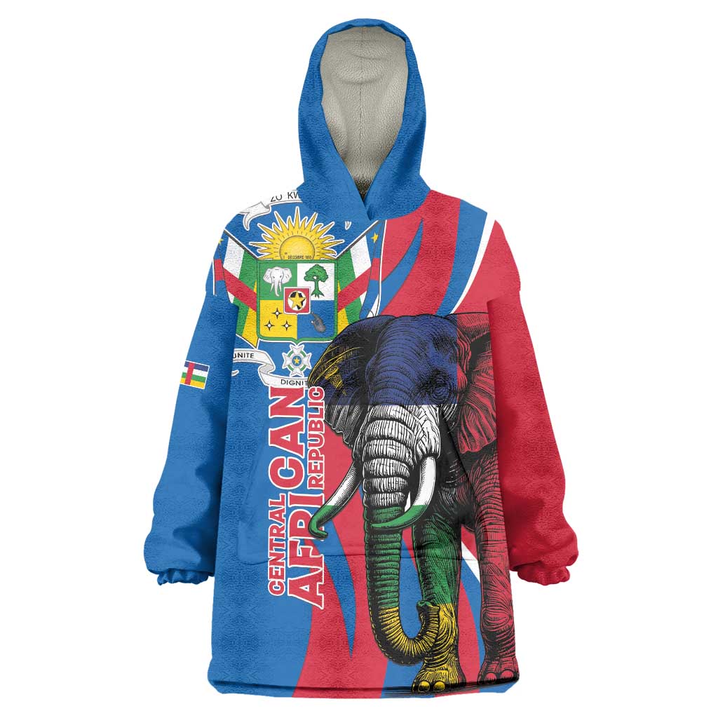 Personalised Central African Republic Wearable Blanket Hoodie Elephant Coat Of Arms