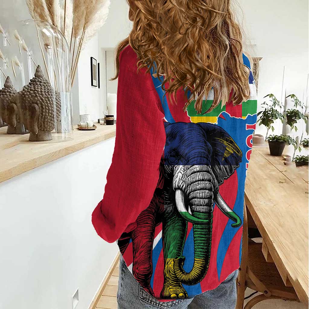 Personalised Central African Republic Women Casual Shirt Elephant Coat Of Arms