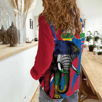 Personalised Central African Republic Women Casual Shirt Elephant Coat Of Arms