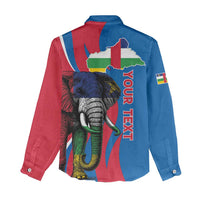Personalised Central African Republic Women Casual Shirt Elephant Coat Of Arms