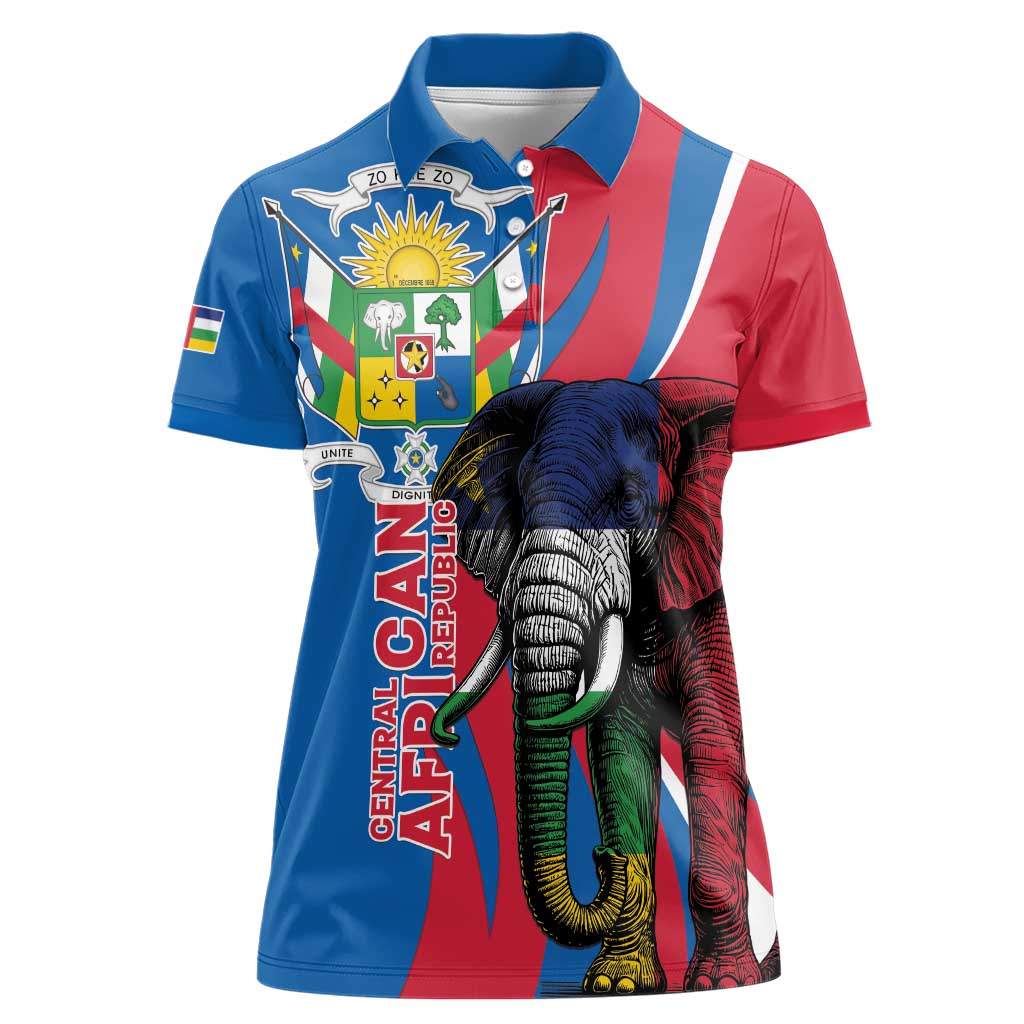 Personalised Central African Republic Women Polo Shirt Elephant Coat Of Arms