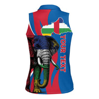Personalised Central African Republic Women Sleeveless Polo Shirt Elephant Coat Of Arms