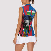 Personalised Central African Republic Women Sleeveless Polo Shirt Elephant Coat Of Arms