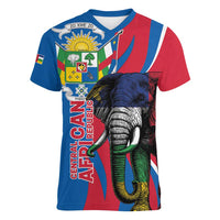Personalised Central African Republic Women V-Neck T-Shirt Elephant Coat Of Arms