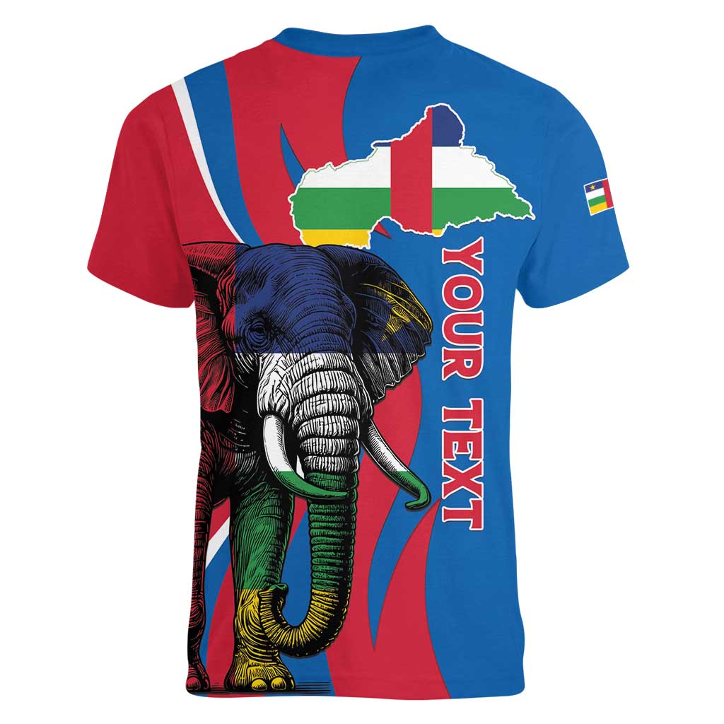 Personalised Central African Republic Women V-Neck T-Shirt Elephant Coat Of Arms