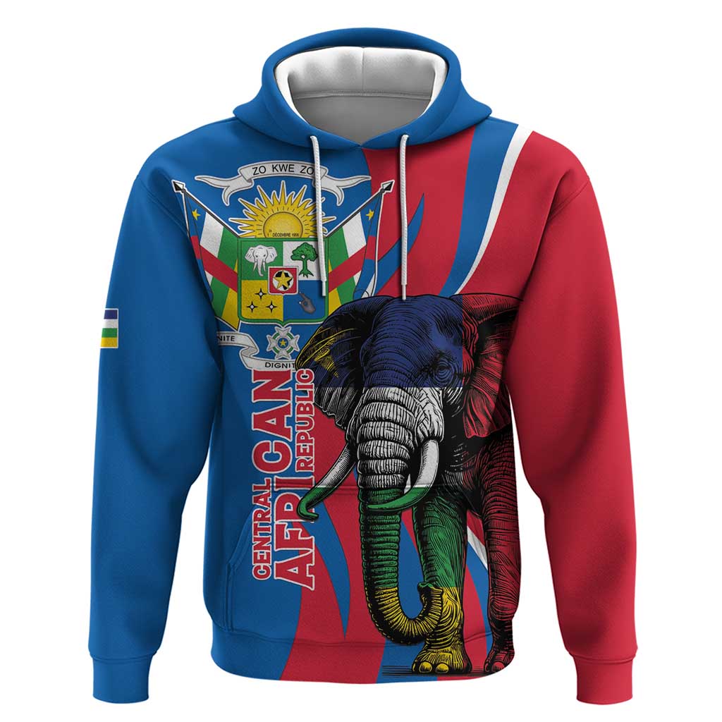Personalised Central African Republic Zip Hoodie Elephant Coat Of Arms