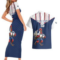 France Rugby Custom Couples Matching Short Sleeve Bodycon Dress and Hawaiian Shirt Allez Les Bleus - Sporty Style