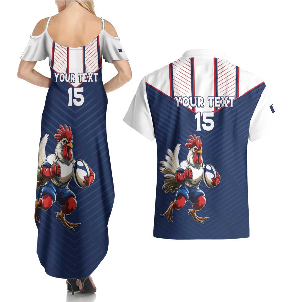 France Rugby Custom Couples Matching Summer Maxi Dress and Hawaiian Shirt Allez Les Bleus - Sporty Style